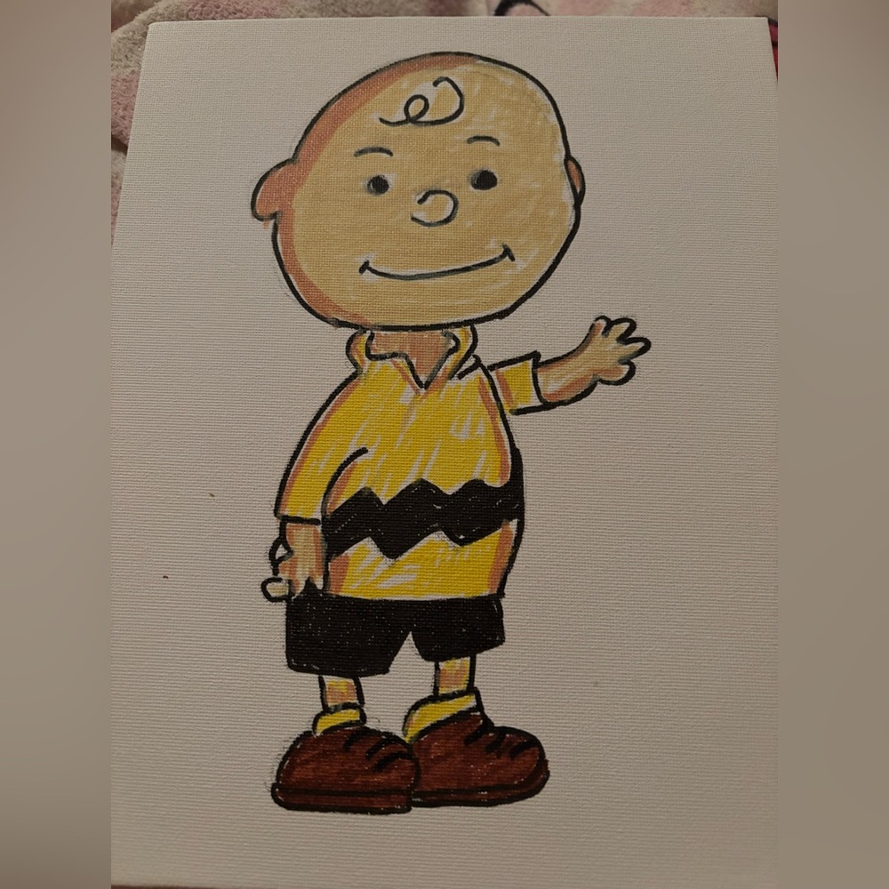 Charlie Brown Yellow and Black Cartoon Character Art